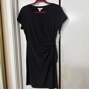 Nine West Black Short-Sleeve Mini Dress with Side Knot